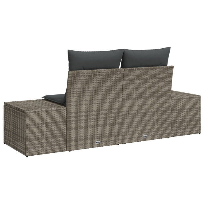 2-Seater Garden Sofa With Storage & Cushions Grey Poly Rattan Axbblnba