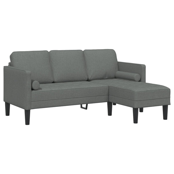 3-Seater L-Shaped Sofa In Dark Grey, 160 Cm Fabric Axbbokoa