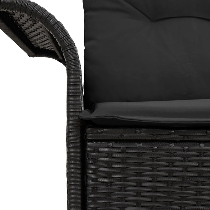 2-Seater Garden Sofa With Cushions Black Poly Rattan Axbblibo