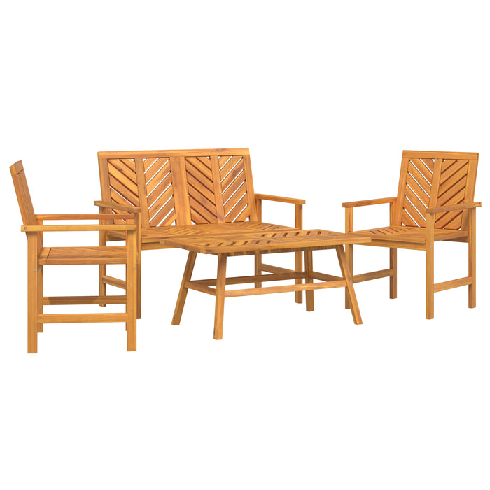 4 Piece Garden Lounge Set Solid Wood Acacia Topaoxi