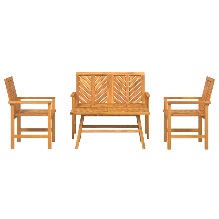 4 Piece Garden Lounge Set Solid Wood Acacia Topaoxi