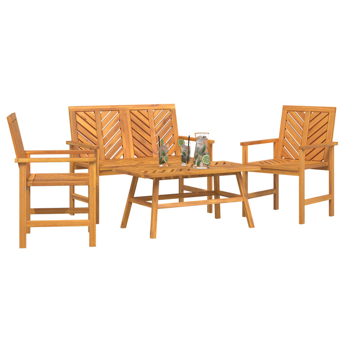 4 Piece Garden Lounge Set Solid Wood Acacia Topaoxi