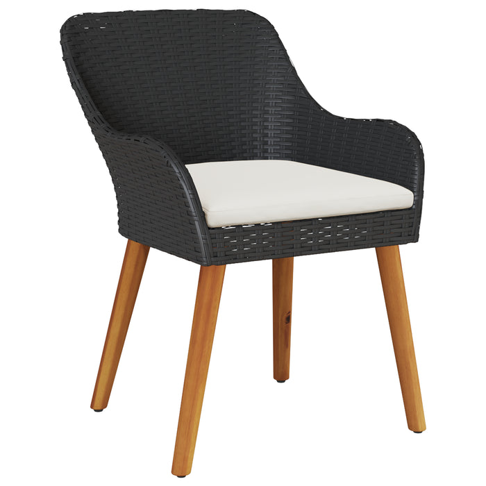 3 Piece Black Poly Rattan Garden Dining Set Txlolib