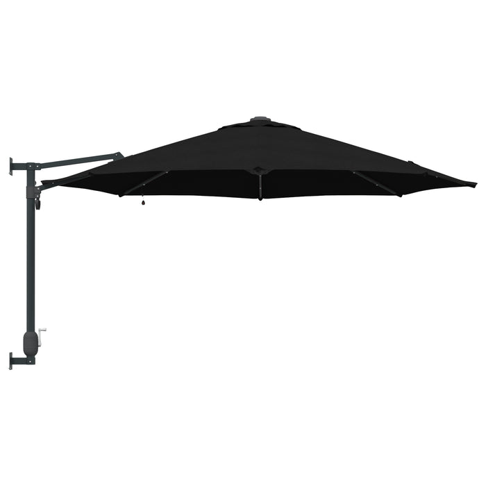 Wall-Mounted Garden Parasol With Leds Black 248 Cm Axbbtxak