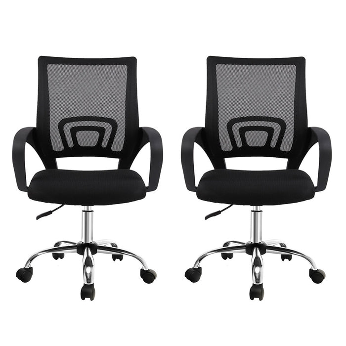 2X Mesh Office Chair Mid Back Black