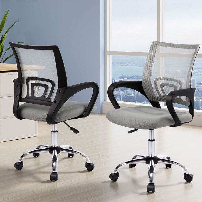 2X Mesh Office Chair Mid Back Grey