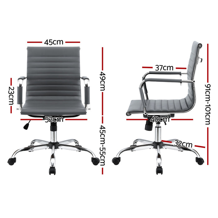 Office Chair Conference Chairs Pu Leather Mid Back Grey