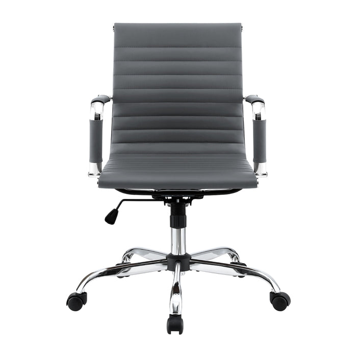 Office Chair Conference Chairs Pu Leather Mid Back Grey