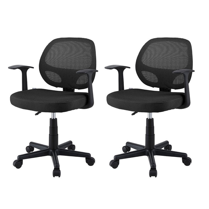 2X Mesh Mid Back Black Office Chair