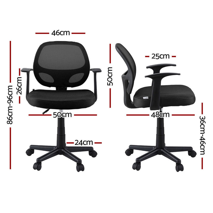 2X Mesh Mid Back Black Office Chair