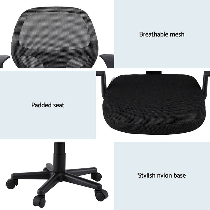 2X Mesh Mid Back Black Office Chair
