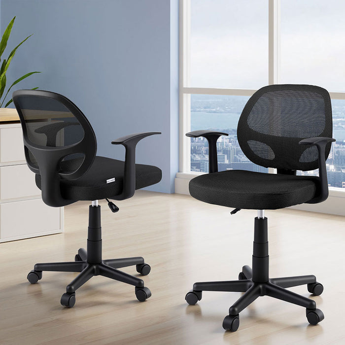 2X Mesh Mid Back Black Office Chair