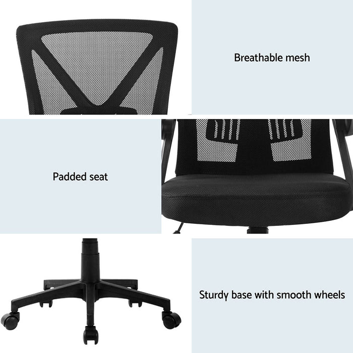 2X Mesh Office Chair Mid Back Black