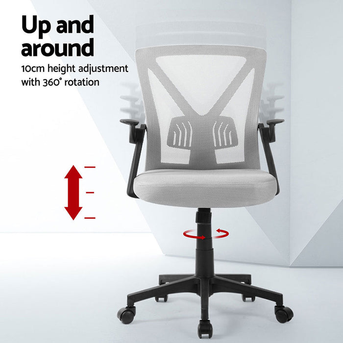 2X Mesh Office Chair Mid Back Grey