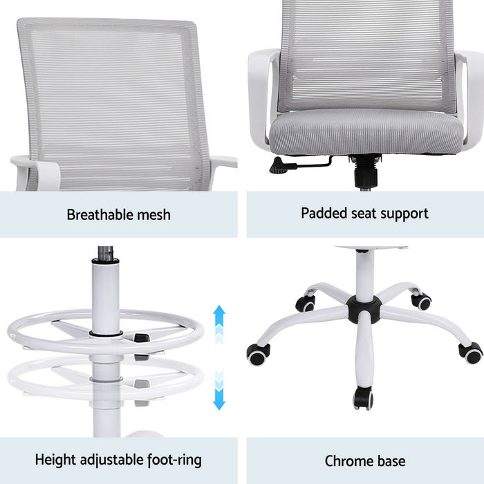 Office Chair Drafting Chairs Stool Computer Desk Studios Mesh White