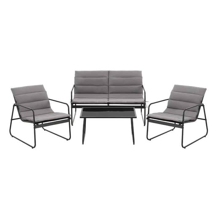 4pcs Outdoor Sofa Set Table And Chairs Cushion Textilene Patio Furniture