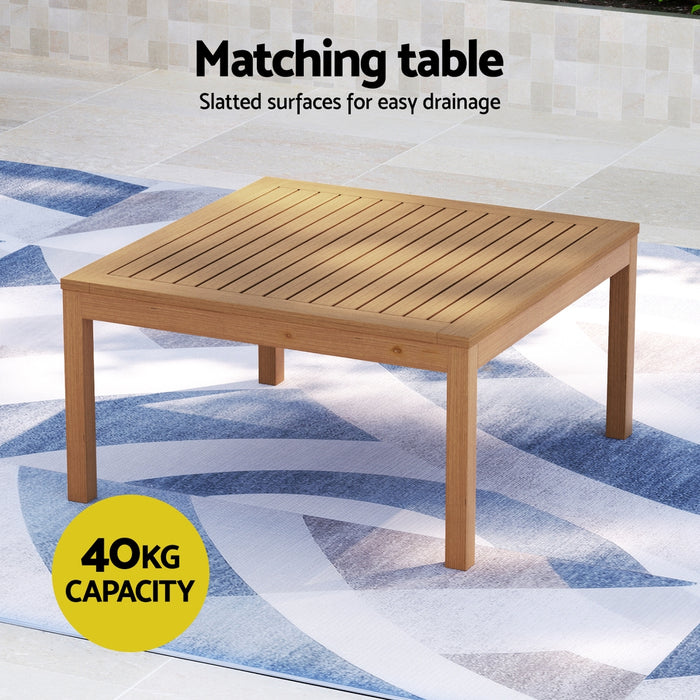 4-Seater Outdoor Sofa Set Wooden Lounge Setting 5pcs