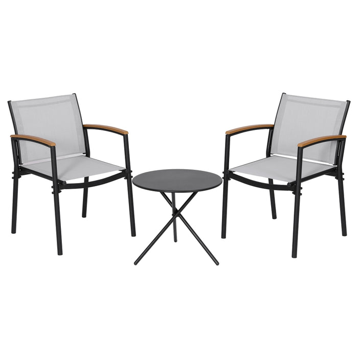 3Pc Outdoor Bistro Set Table And Chairs Steel Dining Chair Patio Furniture Textilene