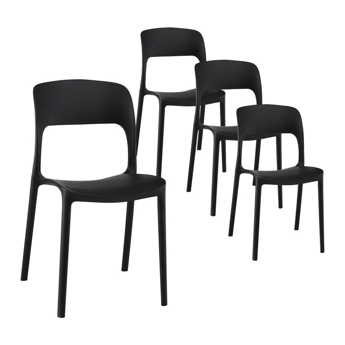 4Pc Outdoor Dining Chairs Stackable Pp Patio Chair Garden Furniture Black