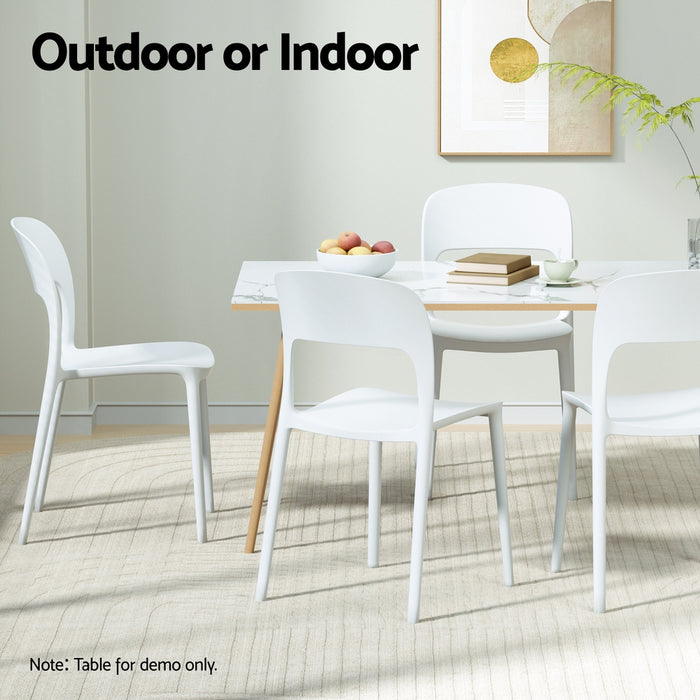 4Pc Outdoor Dining Chairs Stackable Pp Patio Chair Garden Furniture White