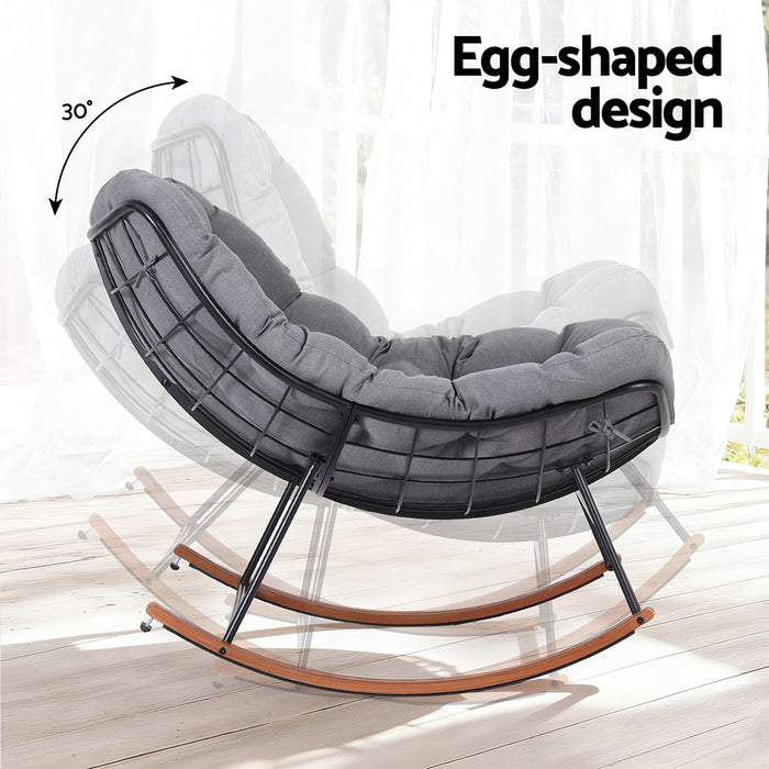 Outdoor Rocking Chair Furniture Papasan Recliner Garden Patio Lounge Setting