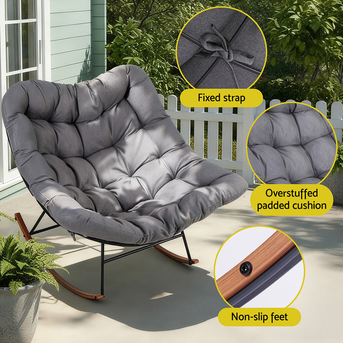Outdoor Rocking Chair Furniture Papasan Recliner Garden Patio Lounge Setting