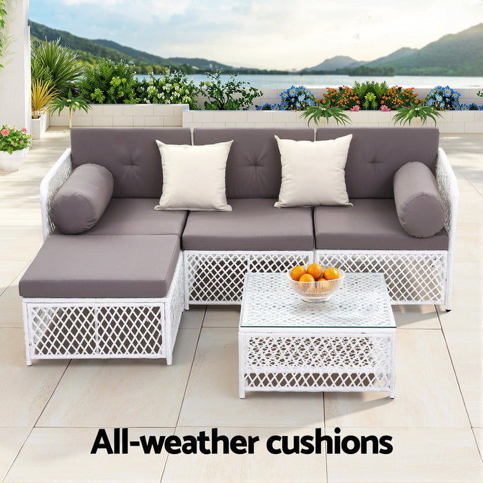 4 Seater Outdoor Sofa Set 5pcs Table Chair Set Garden Patio Furniture