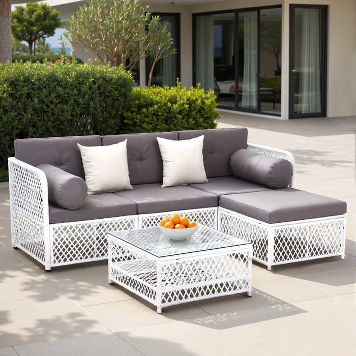 4 Seater Outdoor Sofa Set 5pcs Table Chair Set Garden Patio Furniture