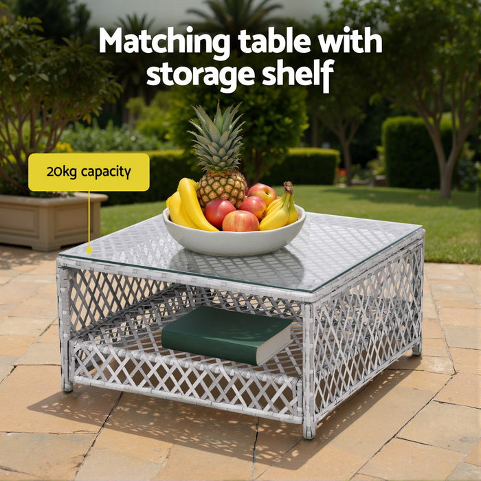 6 Seater Outdoor Sofa Set 7pcs Table Chair Set Garden Rattan Patio Furniture