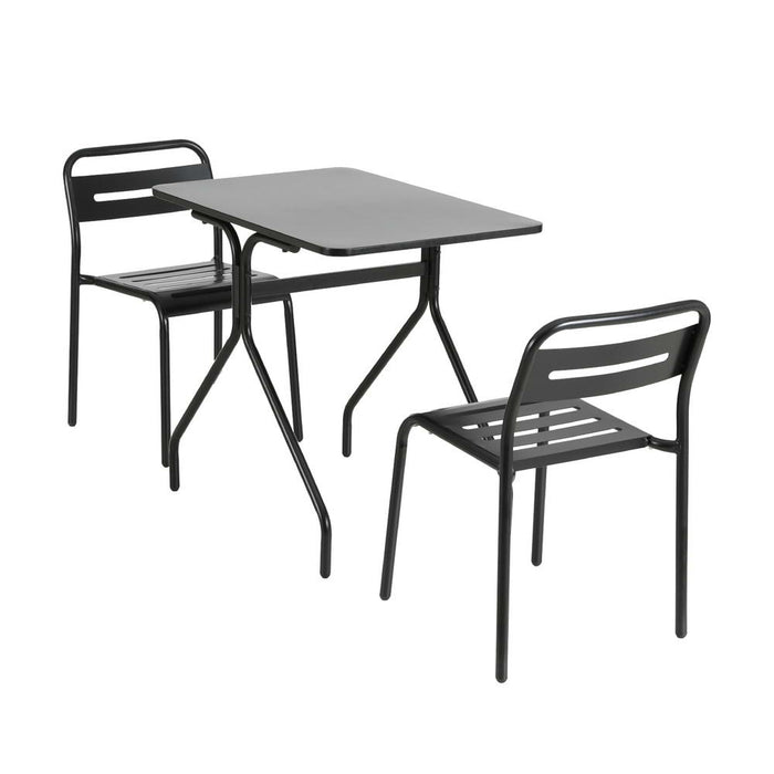 3Pc Outdoor Bistro Set Patio Furniture Steel Table And Chairs Black