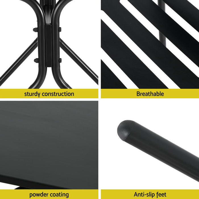 3Pc Outdoor Bistro Set Patio Furniture Steel Table And Chairs Black