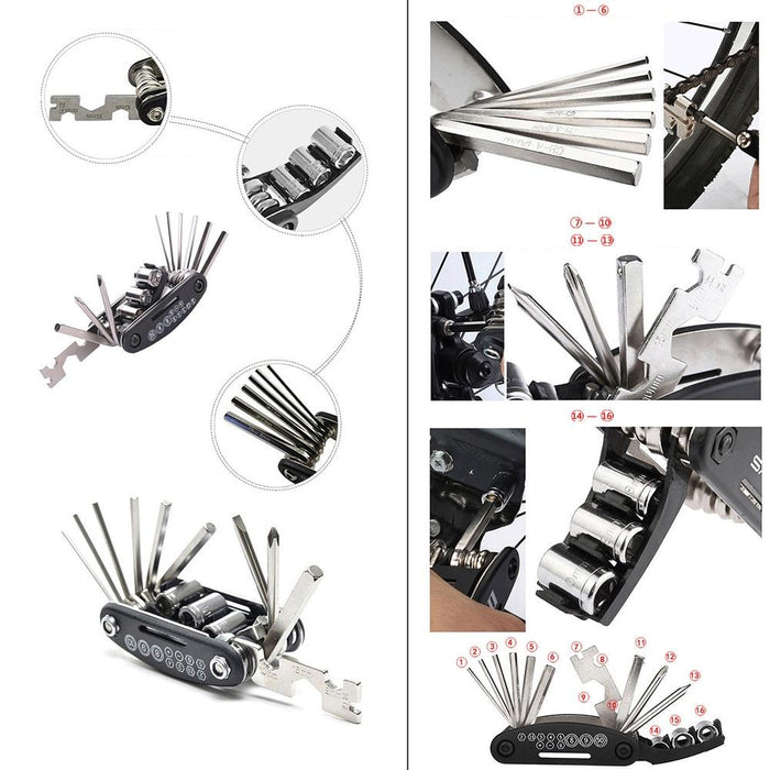 16-In-1 Folding Bike Repair Tool Set