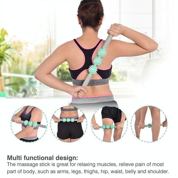 Triple Hedgehog Balls Massage Stick For Neck Leg And Hand Yoga Health Care