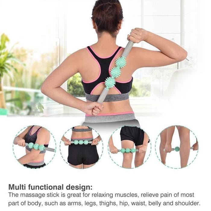 Triple Hedgehog Balls Massage Stick For Neck Leg And Hand Yoga Health Care