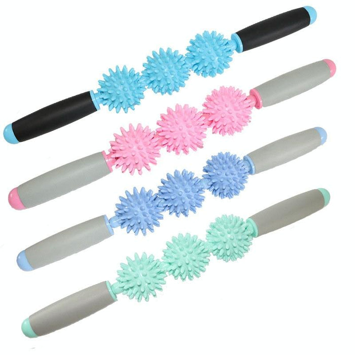 Triple Hedgehog Balls Massage Stick For Neck Leg And Hand Yoga Health Care