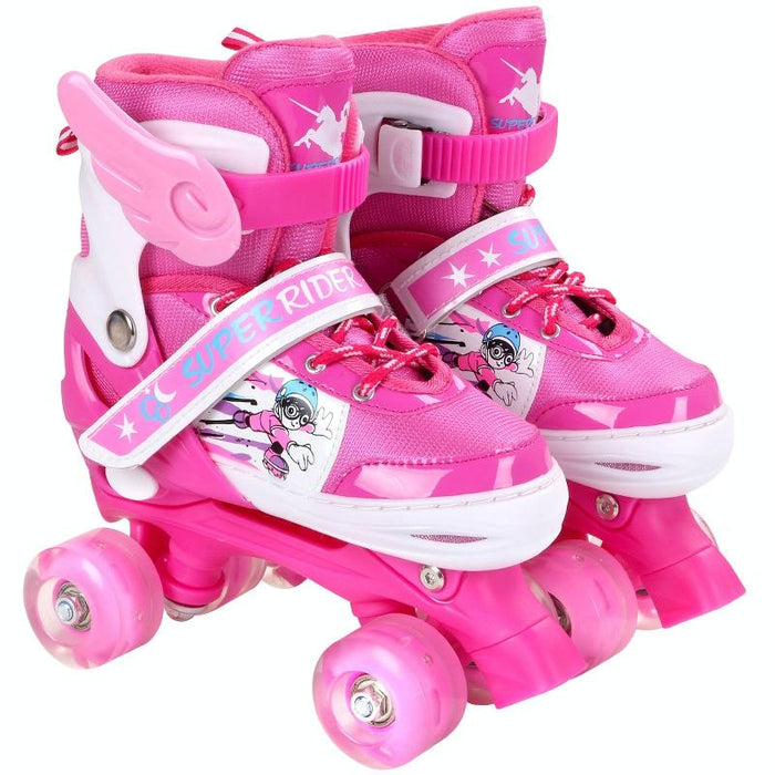 Adjustable Full Flash Children Double Row Four-Wheel Roller Skating Shoes - Size S