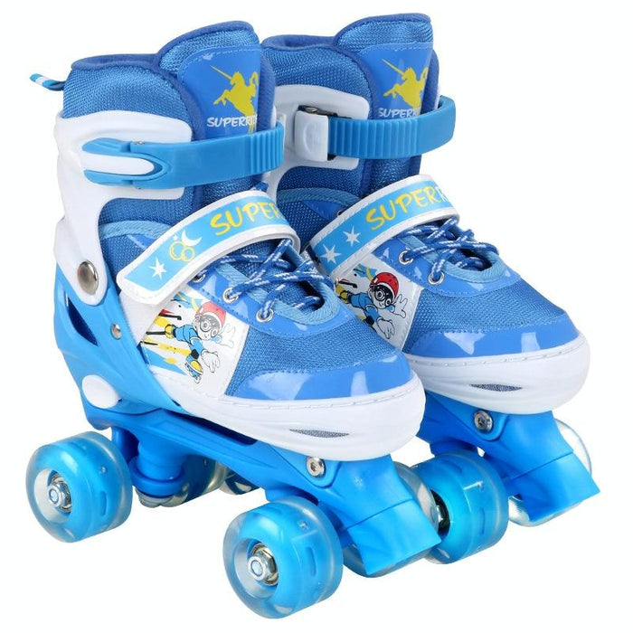Adjustable Full Flash Children Double Row Four-Wheel Roller Skating Shoes - Size S