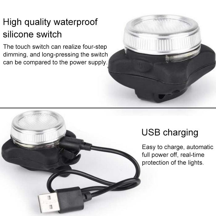 2-Pack Usb Cob Bike Light Set Waterproof 4-Speed Dimming
