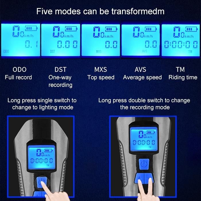 350Lm Waterproof Bike Light With Speaker & Stopwatch