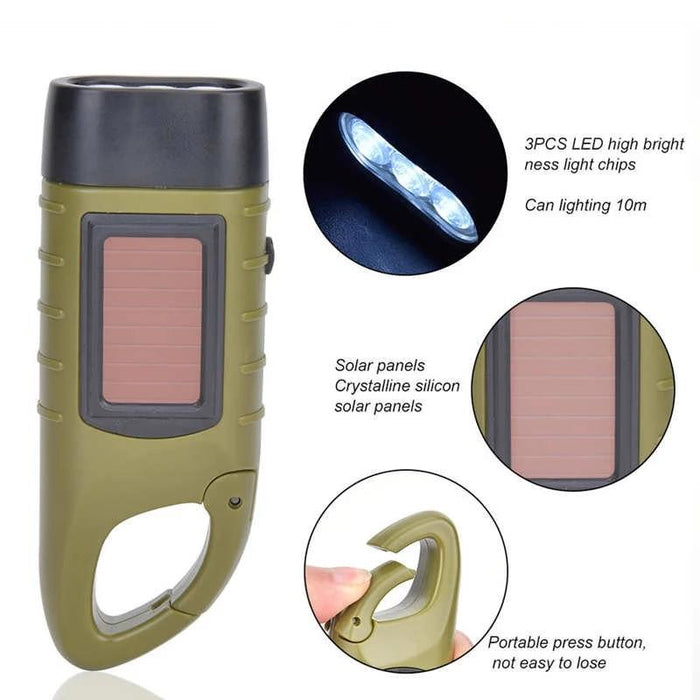 Outdoor Solar Hand-Crank Led Flashlight