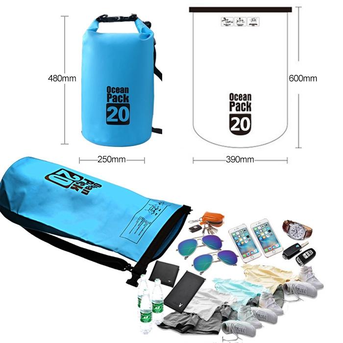 Waterproof Double Shoulder Bag Dry Sack 20L Capacity