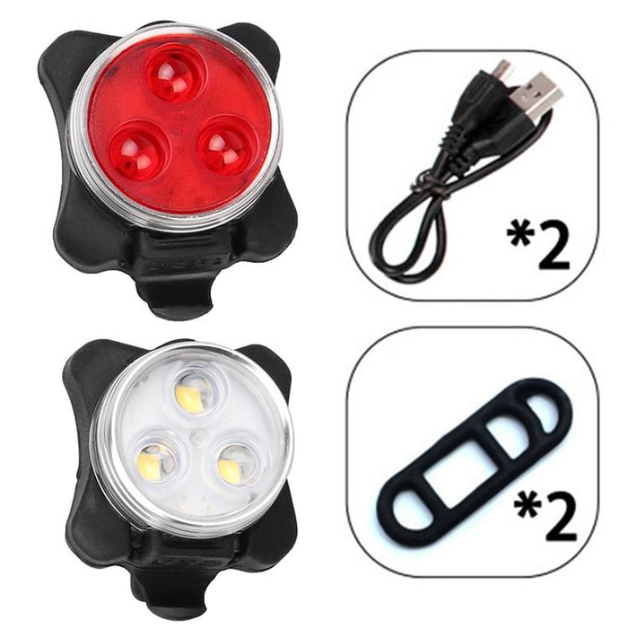 160Lm Usb Cob Bike Light Set 4-Speed Waterproof Red / White