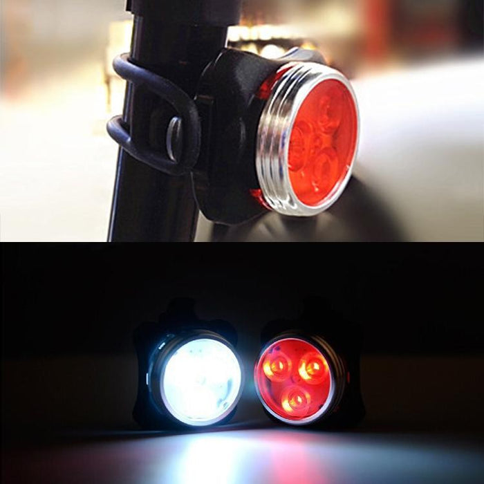 160Lm Usb Cob Bike Light Set 4-Speed Waterproof Red / White