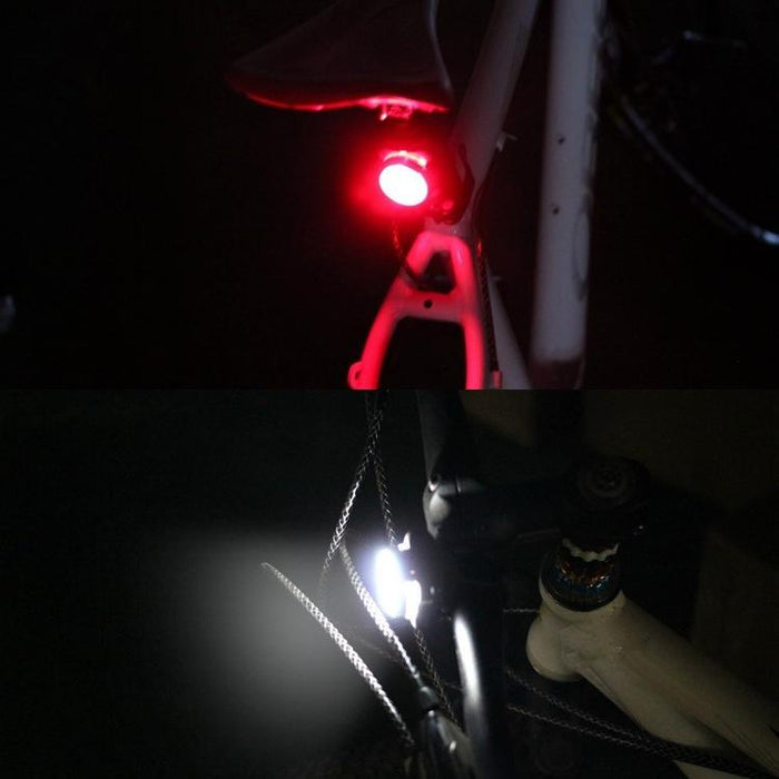 160Lm Usb Cob Bike Light Set 4-Speed Waterproof Red / White