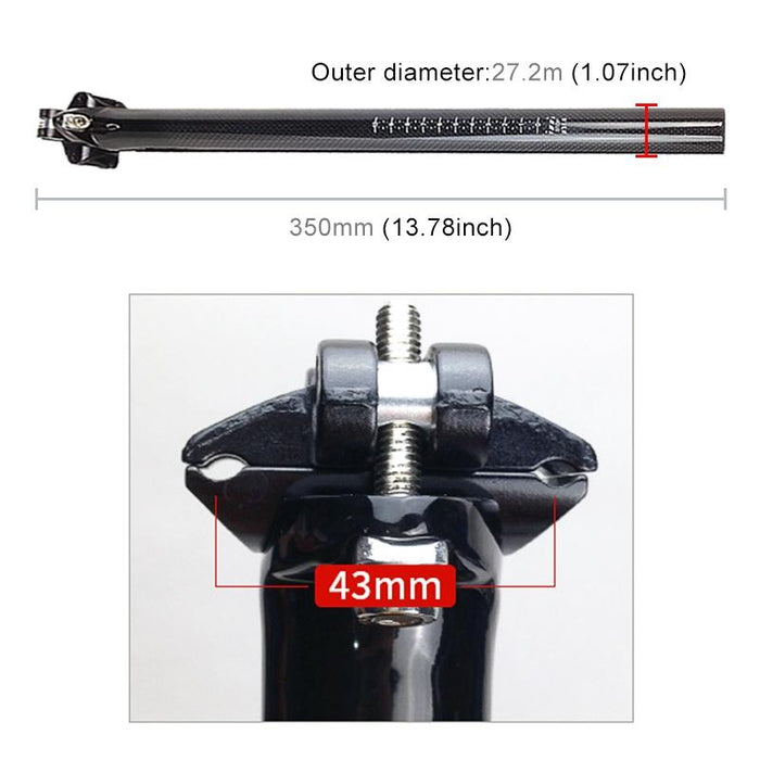 3K Carbon Fiber Bike Seatpost 27.2X350Mm Mtb/Road/Bicycle Fittings
