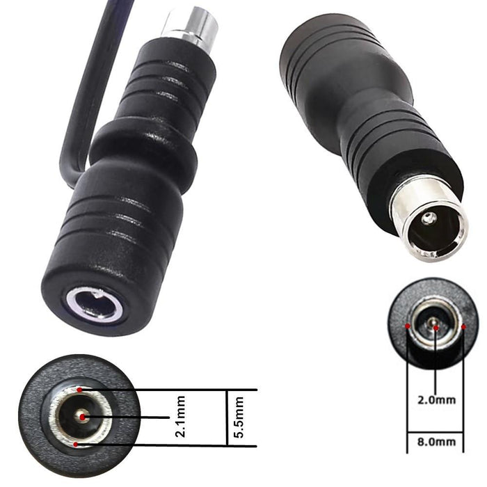 Dc 5.5Mm X 2.1Mm To 8.0Mm X 1.6Mm Adapter For Electric Bike / Scooter Black