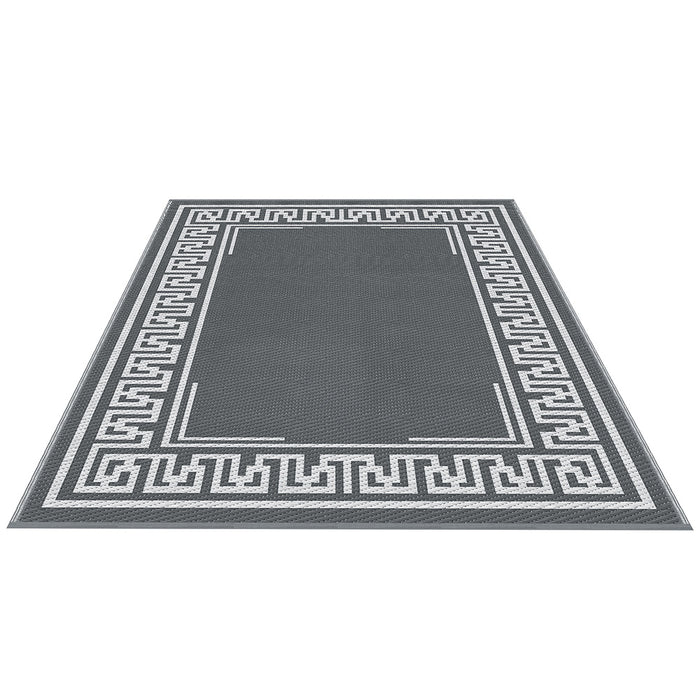 Outdoor Rugs 152X244Cm Large Carpet Reversible Area Mat Pp Dual-Sided Patio Rug Greek Key