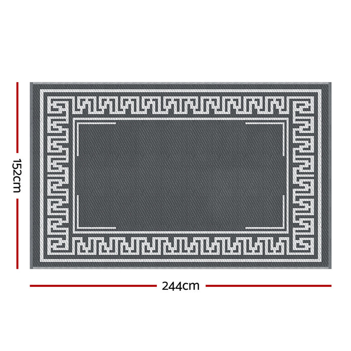 Outdoor Rugs 152X244Cm Large Carpet Reversible Area Mat Pp Dual-Sided Patio Rug Greek Key
