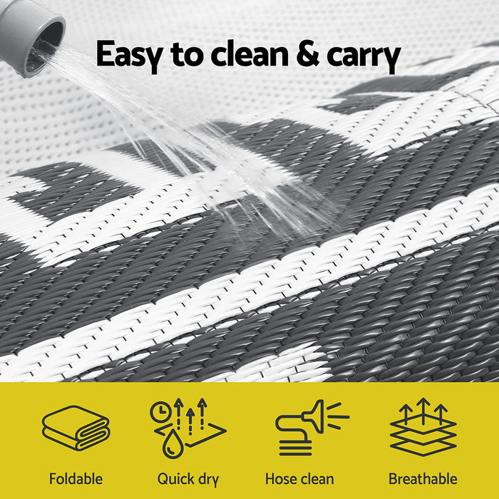 Outdoor Rugs 152X244Cm Large Carpet Reversible Area Mat Pp Dual-Sided Patio Rug Greek Key