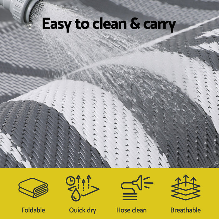 Outdoor Rugs 152X244Cm Large Carpet Reversible Area Mat Pp Dual-Sided Patio Rug Leaf